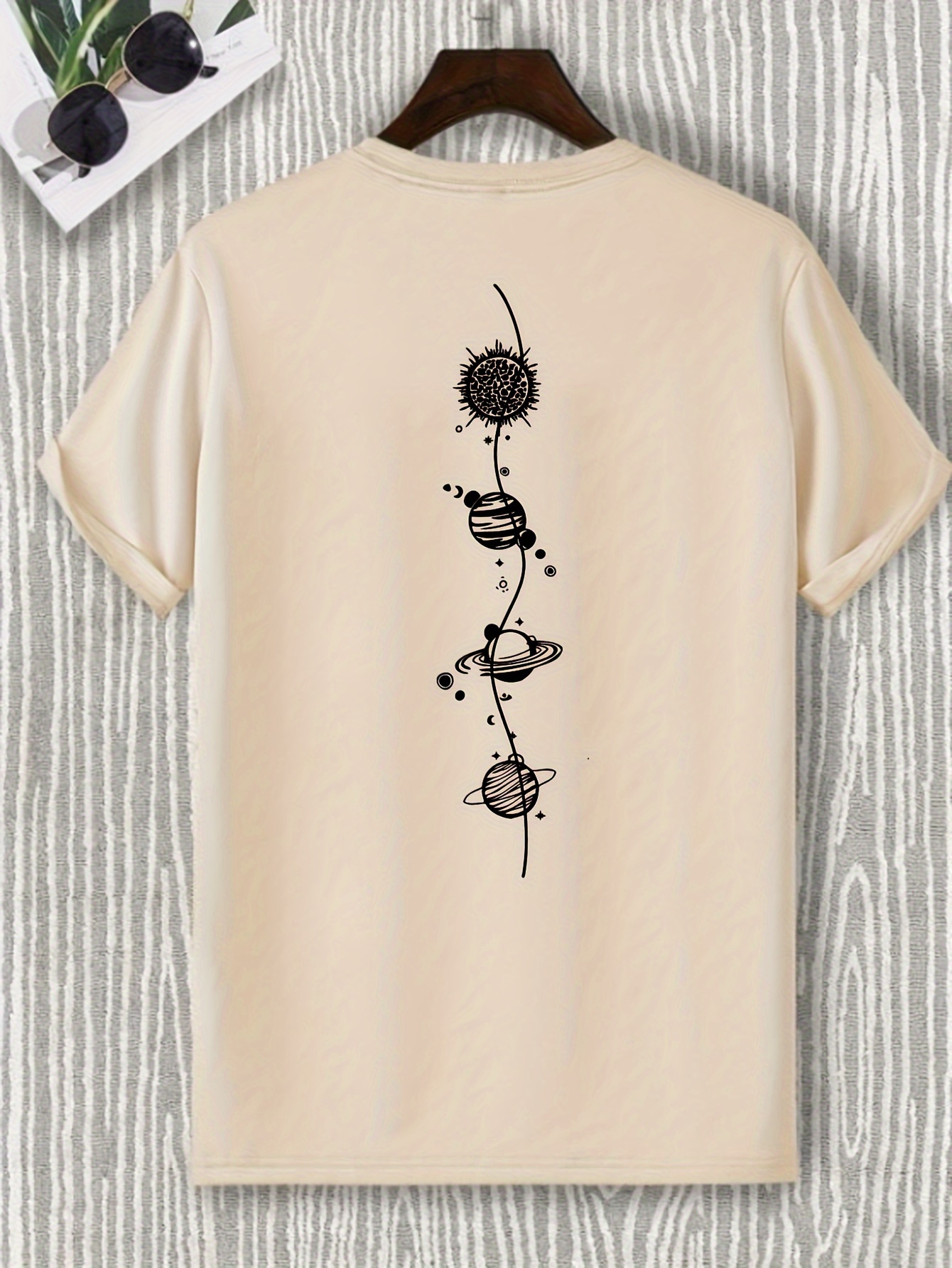 planet print mens graphic neck active t shirt casual tshirts for summer mens clothing tops for daily gym workout running details 2