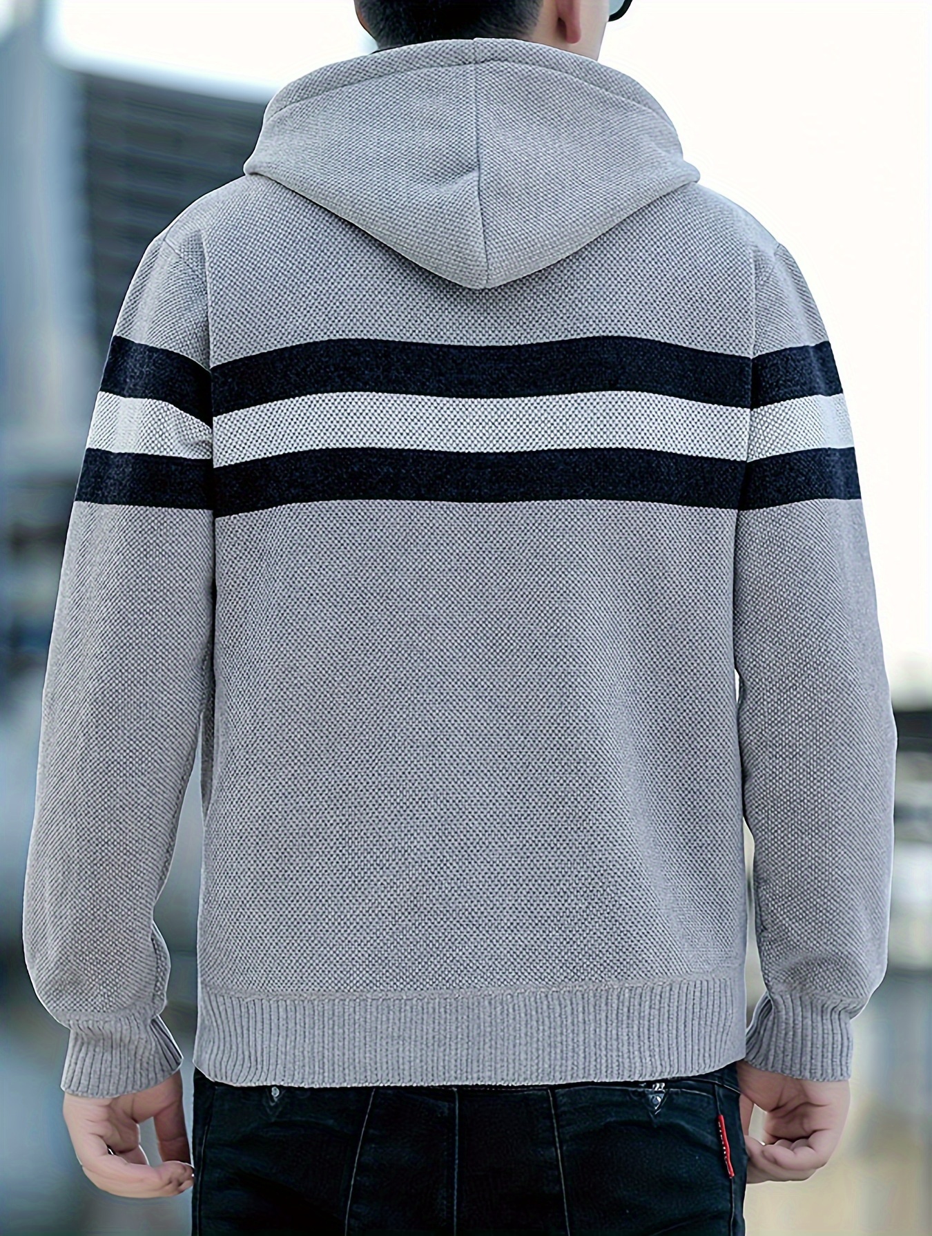 Men S Casual Knit Polyester Hooded Sweater, Long Sleeve Zip-Up Jacket, Regular Fit, with and Design, for Travel, Fishing, Golf, Daily details 12