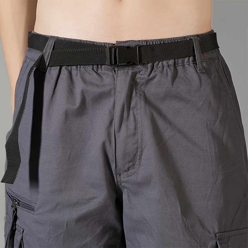 mens 3 4 length solid color non stretch cotton cargo shorts for summer outdoor wear details 20