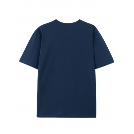 Simple and stylish E-letter printed men's round neck short sleeved T-shirt, comfortable and breathable casual sports top suitable for spring and summer vacation leisure