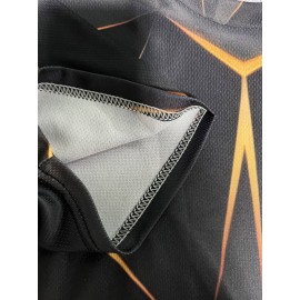 1pc Men'S Summer Fashion 3D Geometric Print T-Shirt, Casual Crew Neck, Polyester Knit Fabric with Slight Stretch, Regular Fit