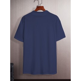 Mens Chic Knit High Neck T-Shirt - Soft Medium Stretch Polyester Fabric, Regular Fit, Solid Color, Casual Style for Summer Season