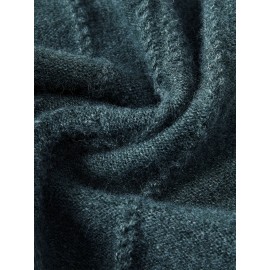 Cozy & Stylish Men's Thick Knit Sweater - Solid Color, Round Neck, Long Sleeve Pullover for Fall/Winter | Soft Polyester Blend