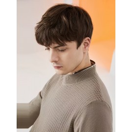 Men's Luxury Classic Plaid Sweater - Cotton Blend, Business Casual Style, Machine Washable, Round Neck for Fall/Winter