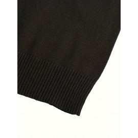 Men'S Fall/Winter Casual Knit Pullover Sweater, Solid Color, Long Sleeve, Slight Stretch, Regular Fit with High Neck Collar