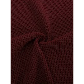 Men Waffle Textured Sweater Long Raglan Sleeve Crew Neck Ribbed Cuff Pullover