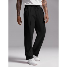 Mens Cotton Linen Pants Casual Pleated Drawstring Elastic Waist Loose Fit Beach Yoga Pants With Pockets