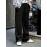 Men's Drawstring Pants Mid Waist Straight Leg Long Pants Casual Solid Color Ribbed Pants