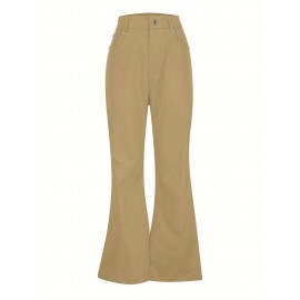 Men's Vintage-Inspired Flare Pants - Solid Color, Mid-Rise Bell Bottoms with Cotton Blend, Machine Washable