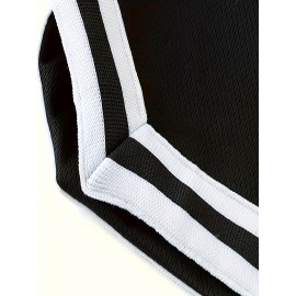 Men's Stripes Decor Sports Shorts With Drawstrings, Elastic Waist Quick-drying Shorts For Summer Daily Outdoor Basketball Sport