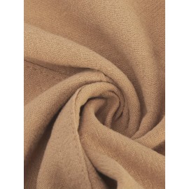 1pc Men'S Casual Linen Blend Shorts - Solid Color, Drawstring Elastic Waist, Breathable Slight Stretch Fabric, Loose Fit Beach Shorts