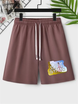 They Who Stand Print, Men's Breathable Drawstring Pants, Loose Casual Waist Simple Style Comfy Shorts For Spring Summer Outdoor Fitness Cycling Climbing Mountain Holiday Daily Commute Dates Sports Workout Trousers