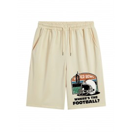 Men's Casual Drawstring Shorts - Comfy Polyester, Printed Design for Summer Sports & Beach Wear